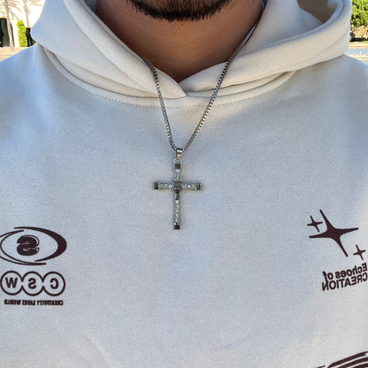 Cross necklace with inlaid stones